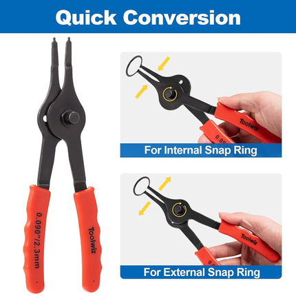 Toolwiz Snap Ring Pliers Set, 10 Pcs Internal & External Circlip Pliers