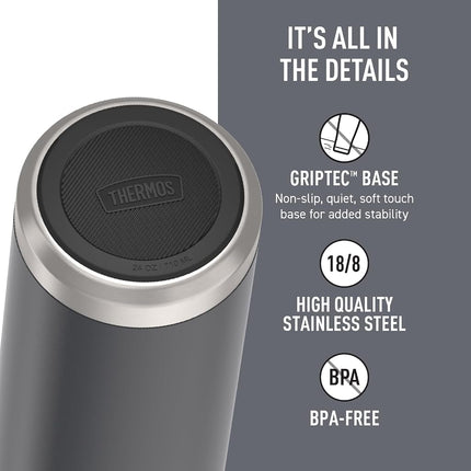 Thermos ICON Series by Stainless Steel Water Bottle with Spout 24 Ounce, Granite