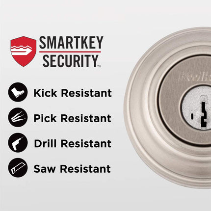 Kwikset Satin Nickel SmartKey Single Cylinder Juno Entry Knob & Deadbolt Comb