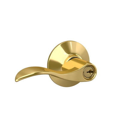 Schlage F51A Acc 605 Accent Keyed Entry Lever, Bright Brass
