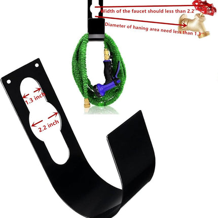 Garden Hose Hanger Wall Mount Heavy Duty Metal Hose Holder Hook for 150ft Hose (Large, Black)