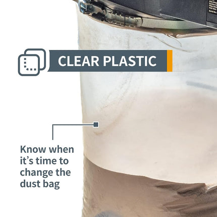 POWERTEC 70008 Clear Plastic Dust Collection Bags, 14-Inch x 32-Inch | Dust Collector Bags for Machine with 14” Filter Drum – 5 Pack