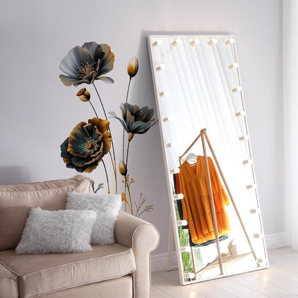 CNUSER 3D Wall Stickers Black Gold Floral Wall Art Decal Decor for Bedroom Living Room Offices Home Decoration