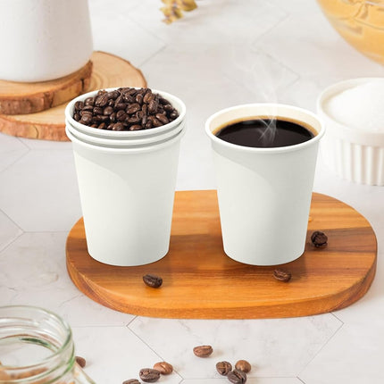 Dealusy 100 Count Coffee Cups 8 oz, Leak-Free Food Safe Paper Cups 8 oz, Hot Cups, Disposable Hot Coffee Cups 8oz