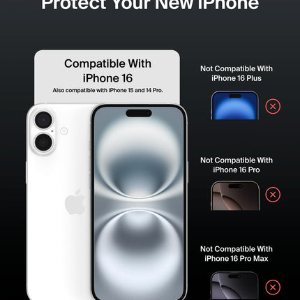 Belkin ScreenForce InvisiGlass Treated Screen Protector for iPhone 16, iPhone 15, & iPhone 14 Pro, Scratch-Resistant Impact Protection w/Included Easy Align Tray for Bubble Free Application - Made