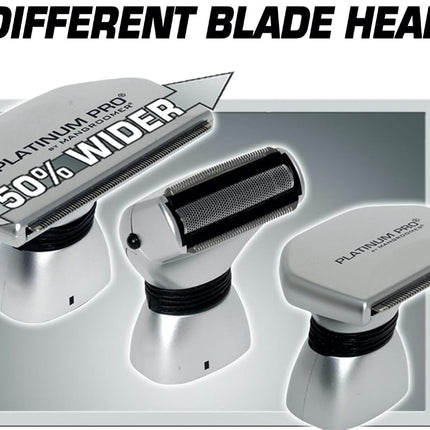MANGROOMER - PLATINUM PRO Nueva afeitadora de espalda con 3 cabezales flexibles con amortiguación, bisagra de potencia, mango de alcance extremo y estuche de regalo. (Generación 8.0), juego de 4 piezas