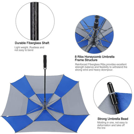 G4Free Extra Large Golf Umbrella 62/68 inch Vented Square Umbrella Windproof Auto Open Double Canopy Oversized Stick Umbrella