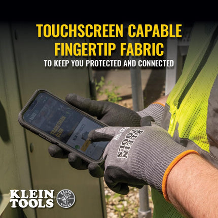 KLEIN TOOLS Knit Dipped Gloves, Cut Level A4, Touchscreen, Med, 2-Pair