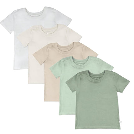 HonestBaby Multipack Short Sleeve T-Shirt Tee 100% Organic Cotton Infant Baby, Toddler, Little Kids Boys, Girls, Unisex, Sage Ombre, 7 Years