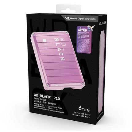 WD_BLACK P10 6TB Game Drive, Portable External Hard Drive for On-The-Go Access to Your Game Library, Works with Playstation, Xbox, PC, Save up to 150 games, Includes One Month Discord NITRO offer-PINK