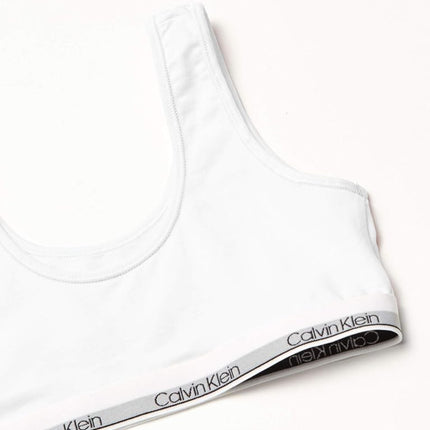Calvin Klein Girls' Modern Cotton Bralette 2 Pack, 2 Pack - Black with Logo, White, XL