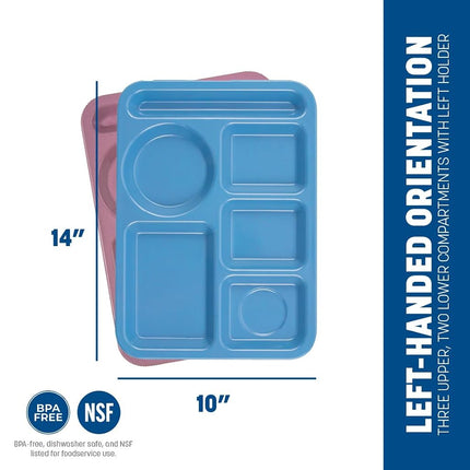 Carlisle 4398192 Left-Hand Heavy Weight 6-Compartment Cafeteria/Fast Food Tray, 10" x 14", Sandshade