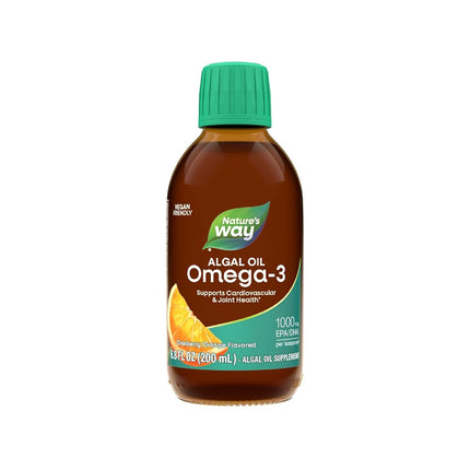 Nature's Way NutraVege Suplemento Líquido Omega-3 Extra Fuerte a Base de Plantas - Vegetariano, Vegano - Sabor Arándano Naranja, 6.8 oz
