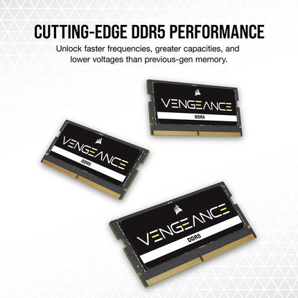 CORSAIR VENGEANCE SODIMM DDR5 RAM 16GB (1x16GB) Up to 5600MHz CL48 Intel XMP iCUE Compatible Computer Memory - Black (CMSX16GX5M1A5600C48)