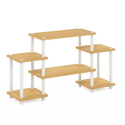 Furinno TURN-N-TUBE TV Stand, Entertainment Center with Open Shelves, TV Console with Raised Top for TV up to 32 Inch, for Living Room, Bedroom, Beech