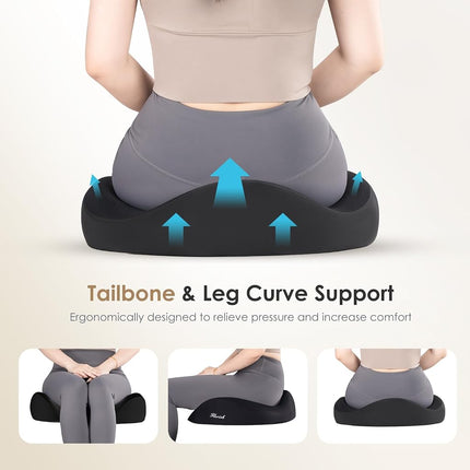 FLORICH Lumbar Support Pillow and Car Seat Cushion, Ergonomic Back Support Pillow and Seat Chair Cushion for Office Chair, Memory Foam Lumbar Support and Car Seat Cushion for Car Seat Driver - Black