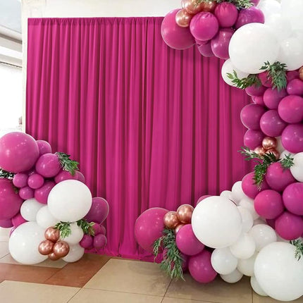 AK Trading CO. 10 feet x 10 feet IFR Polyester Backdrop Drapes Curtains Panels with Rod Pockets - Wedding Ceremony Party Home Window Decorations - Fuchsia