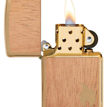 Zippo Walnut Emblem Herringbone Sweep Lighter