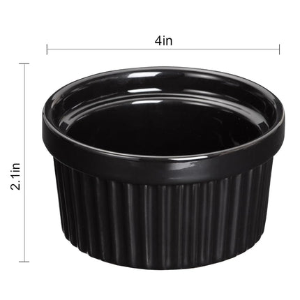 GAOMON Ramequins en céramique 23 cl, lot de 8, ramequins pour soufflés, crème brûlée, micro-ondes, four et lave-vaisselle – Noir