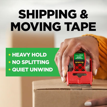 Scotch Tough Grip Moving Packaging Tape with Dispenser, 6 ct. 1.88 in x 22.2 y (150-6)