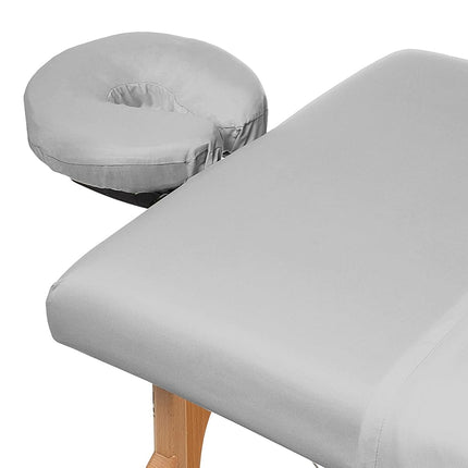 Saloniture 3-Piece Microfiber Massage Table Sheet Set - Premium Facial Bed Cover - Includes Flat and Fitted Sheets with Face Cradle Cover - Light Gray