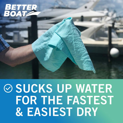 Serviette rafraîchissante lisse synthétique super absorbante Better Boat Shammy pour le séchage de voiture, de qualité marine, turquoise