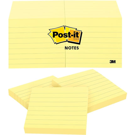 3M Post-It Notes, Lined, 3"X3", 100 Sheets/Pd, 12/