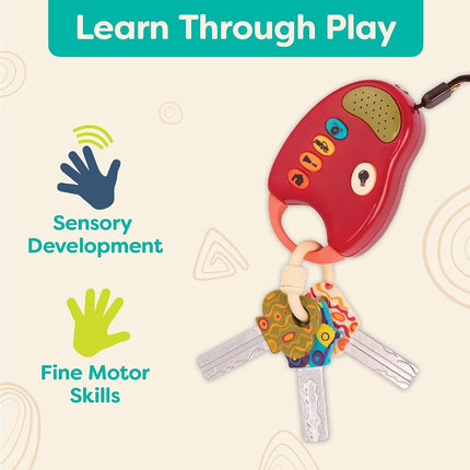 B. toys FunKeys Toy with Lights and Sounds, Red Key Fob, Pretend Play