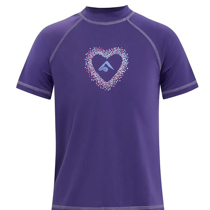 Kanu Surf Girls' Karlie Rash Guard UPF 50+ Sun Protection Short Sleeve Swim Shirt, Charlotte Purple, 8