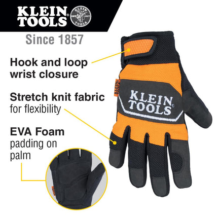 Klein Tools 60620 Guantes de trabajo, guantes térmicos de invierno con forro Thinsulate, resistentes al agua, palmas acolchadas, grandes