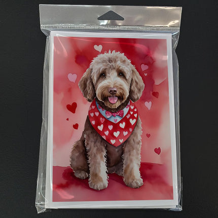 Caroline's Treasures DAC5380GCA7P Labradoodle My Valentine Greeting Cards Pack of 8 Blank Cards with Envelopes Whimsical A7 Size 5x7 Blank Note Cards