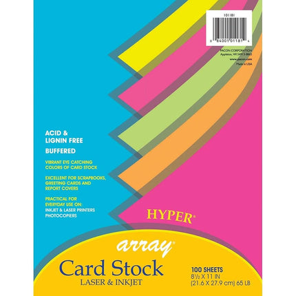 Pacon Card Stock, Hyper Assortment, 5 Colors, 8-1/