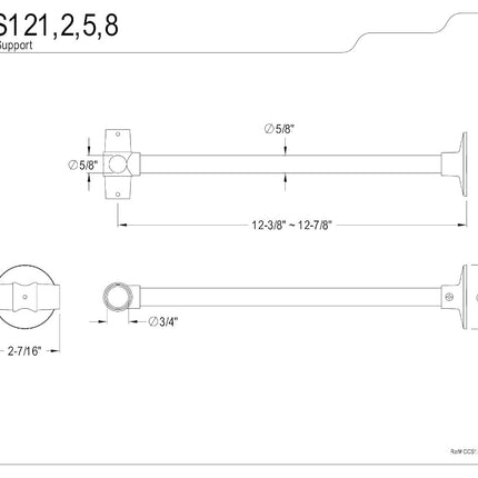 Kingston Brass CCS122 Support mural vintage 12 pouces, laiton poli
