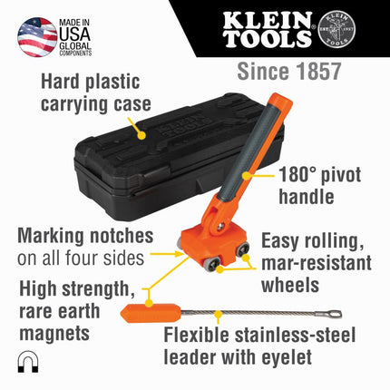 Wire Puller Kit with 30-Foot Glow Fish Rod and Magnetic Wire Puller, 2 Piece Klein Tools 80051