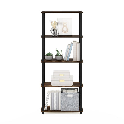 Furinno TURN-N-TUBE 5-Tier Tool-Free Corner Shelf, Amber Pine