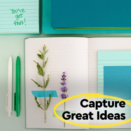 Post-it Super Sticky 100% Recycled Pop-up Notes, Oasis Collection, 3 in. x 3 in., 70 Sheets, 18 Pads, School Supplies and Office Products