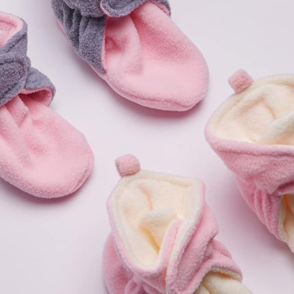 Hudson Baby Unisex-Child Cozy Fleece Booties Slipper Sock, Lt Pink Cream, 4 Toddler