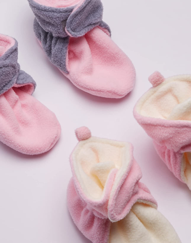 Hudson Baby Patucos Polar Acogedores para Niños con Suela Antideslizante, Paquete de 2, Rosa/Crema, 2T