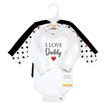 Pañaleros de algodón de manga larga unisex Hudson Baby, para niña, papá, rojo, negro, paquete de 3, de 12 a 18 meses
