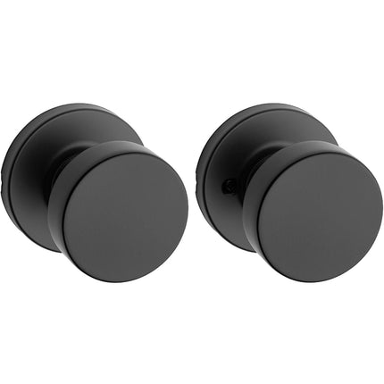 Kwikset Pismo Interior Passage Door Knob, Handle for Closet and Hallway Doors, Non-Locking Doorknob in Matte Black, with Microban Protection