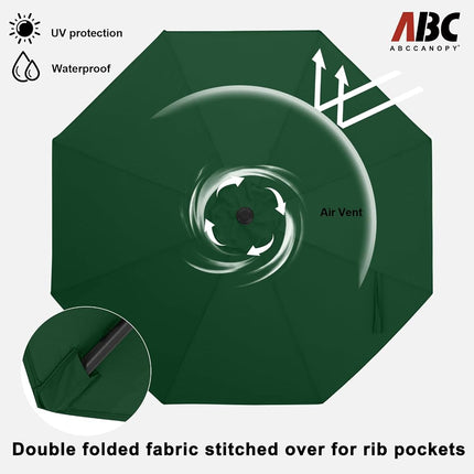 ABCCANOPY 9FT Outdoor Patio Umbrella, 8 Ribs Table Umbrella for Easy Set Up, Suitable for Garden, Lawn, Deck & Backyard (Green)