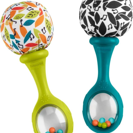 Fisher-Price Newborn Toys Rattle ‘n Rock Maracas, 2 Soft Musical Instruments for Developmental Play Babies Ages 3+ Months, Neutral Colors