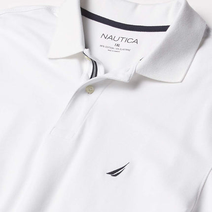 Nautica Men's Big & Tall Stretch Pique Polo Shirt, Bright White, Large