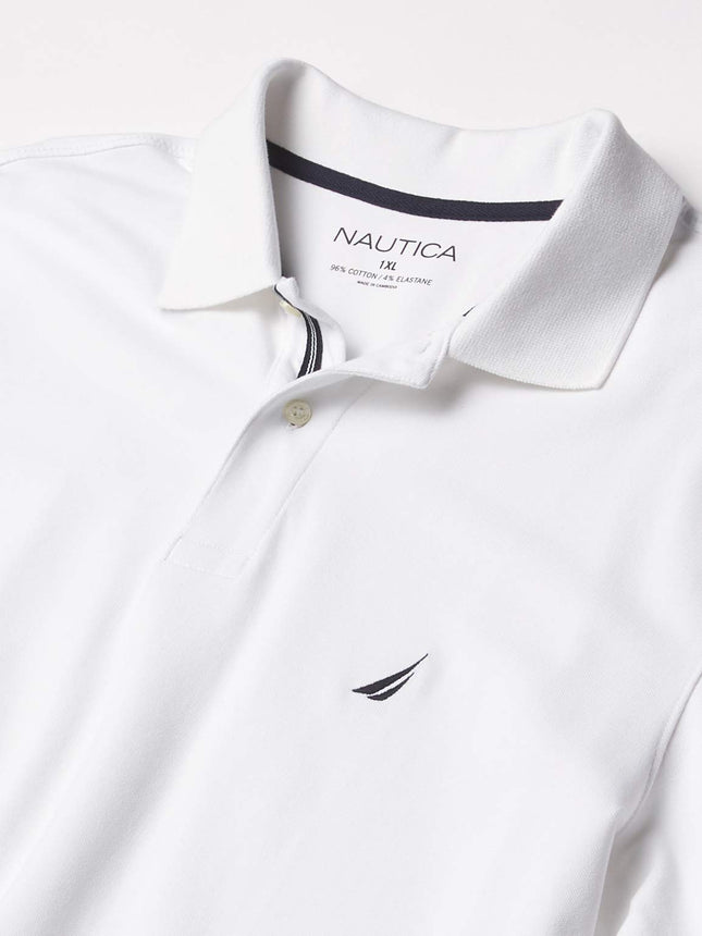 Polo piqué extensible Nautica pour homme grande taille, blanc vif, large