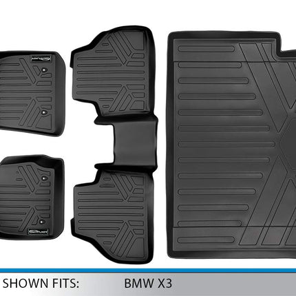SMARTLINER Custom Fit Floor Mats 2 Rows and Cargo Liner Set Black for 2011-2017 BMW X3