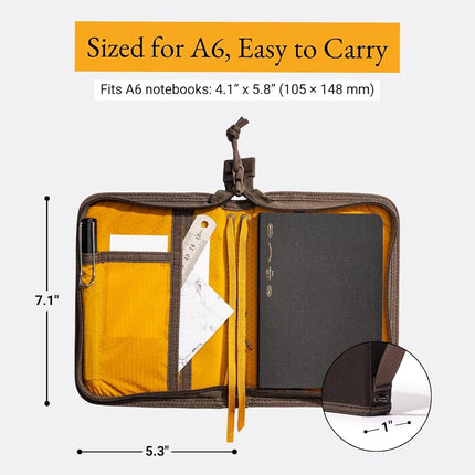 LOCHBY® Field Folio A6 | Zippered Notebook Cover | Water-Resistant Waxed Canvas | Ideal for Travel, Art, & Bullet Journals