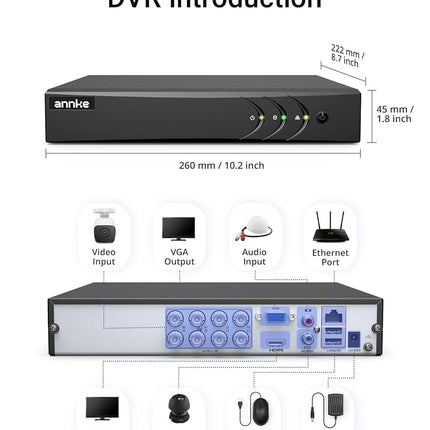 ANNKE 3K/5MP Lite 8CH Security DVR with AI Human/Vehicle Detection, No HDD
