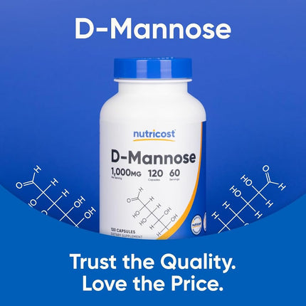 Nutricost D-Mannose 500 mg, 120 capsules – 1000 mg per serving, non-GMO and gluten-free