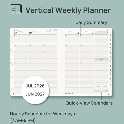 POPRUN Planner 26-27 2026 Diary,Weekly Diary,Softcover,Jul 26 To Jun 27