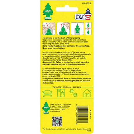 12 Pack Car Freshner 10317 Little Trees Air Freshener Coconut Scent - Single Tree per Package